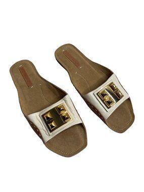 BCBGMaxAzria Leather Studded Slide Sandals Women’s Size 9.5 B